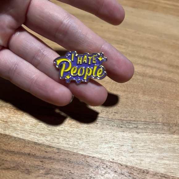 Jewelry - NEW NWT ‘I Hate People’ Yellow and Purple Enamel Pin Brooch